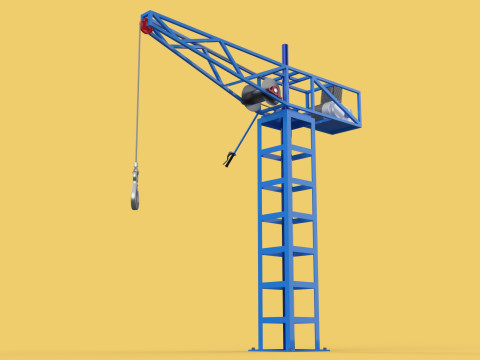 TOWER CRANE WINCH SWIVEL LIFTING SLEWING ENGINE HOIST JIB HOOK 3D Model