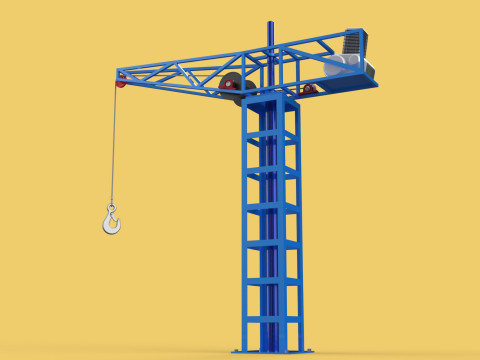 TOWER CRANE WINCH SWIVEL LIFTING SLEWING ENGINE HOIST JIB HOOK 3D Model