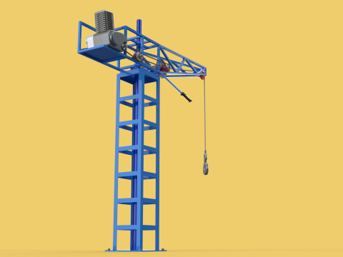 TOWER CRANE WINCH SWIVEL LIFTING SLEWING ENGINE HOIST JIB HOOK 3D Model