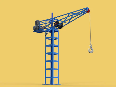 TOWER CRANE WINCH SWIVEL LIFTING SLEWING ENGINE HOIST JIB HOOK 3D Model