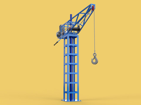 TOWER CRANE WINCH SWIVEL LIFTING SLEWING ENGINE HOIST JIB HOOK 3D Model