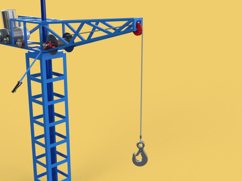TOWER CRANE WINCH SWIVEL LIFTING SLEWING ENGINE HOIST JIB HOOK 3D Model