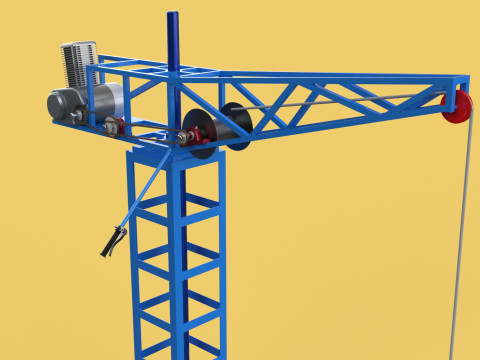 TOWER CRANE WINCH SWIVEL LIFTING SLEWING ENGINE HOIST JIB HOOK 3D Model