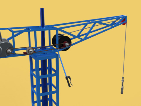 TOWER CRANE WINCH SWIVEL LIFTING SLEWING ENGINE HOIST JIB HOOK 3D Model
