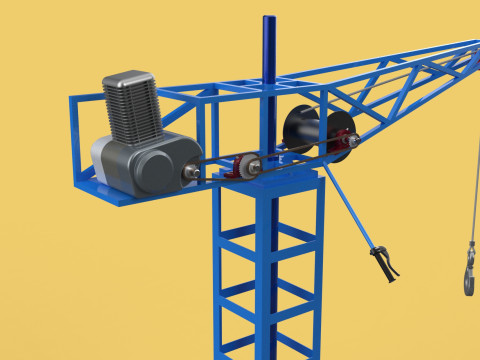 TOWER CRANE WINCH SWIVEL LIFTING SLEWING ENGINE HOIST JIB HOOK 3D Model