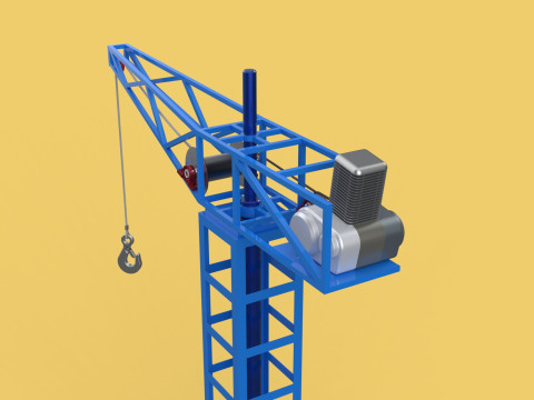 TOWER CRANE WINCH SWIVEL LIFTING SLEWING ENGINE HOIST JIB HOOK 3D Model