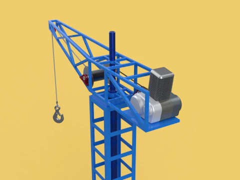 TOWER CRANE WINCH SWIVEL LIFTING SLEWING ENGINE HOIST JIB HOOK 3D Model
