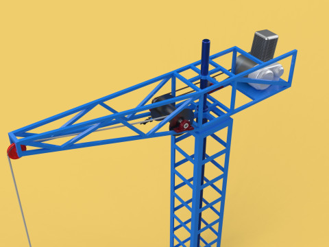 TOWER CRANE WINCH SWIVEL LIFTING SLEWING ENGINE HOIST JIB HOOK 3D Model