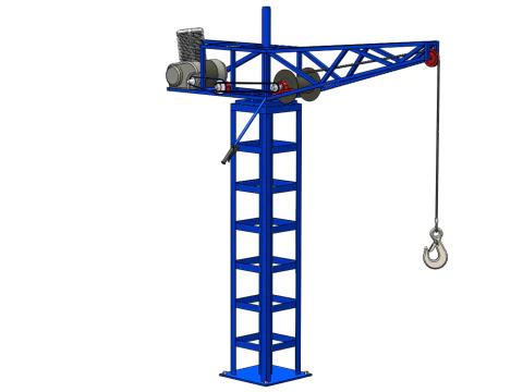 TOWER CRANE WINCH SWIVEL LIFTING SLEWING ENGINE HOIST JIB HOOK 3D Model