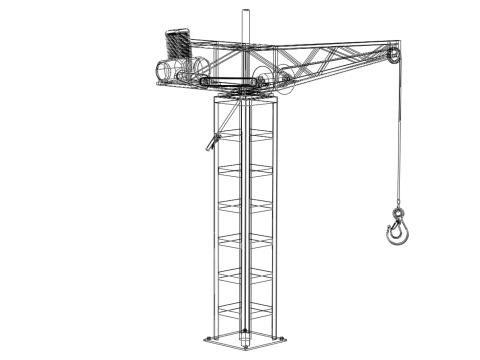 TOWER CRANE WINCH SWIVEL LIFTING SLEWING ENGINE HOIST JIB HOOK 3D Model
