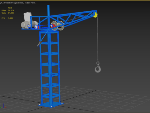 TOWER CRANE WINCH SWIVEL LIFTING SLEWING ENGINE HOIST JIB HOOK 3D Model