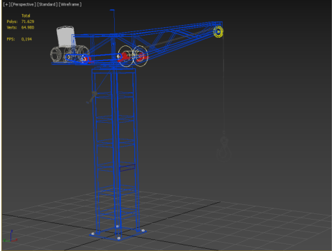 TOWER CRANE WINCH SWIVEL LIFTING SLEWING ENGINE HOIST JIB HOOK 3D Model