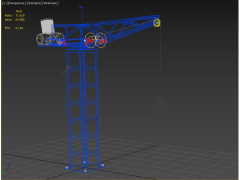 TOWER CRANE WINCH SWIVEL LIFTING SLEWING ENGINE HOIST JIB HOOK 3D Model