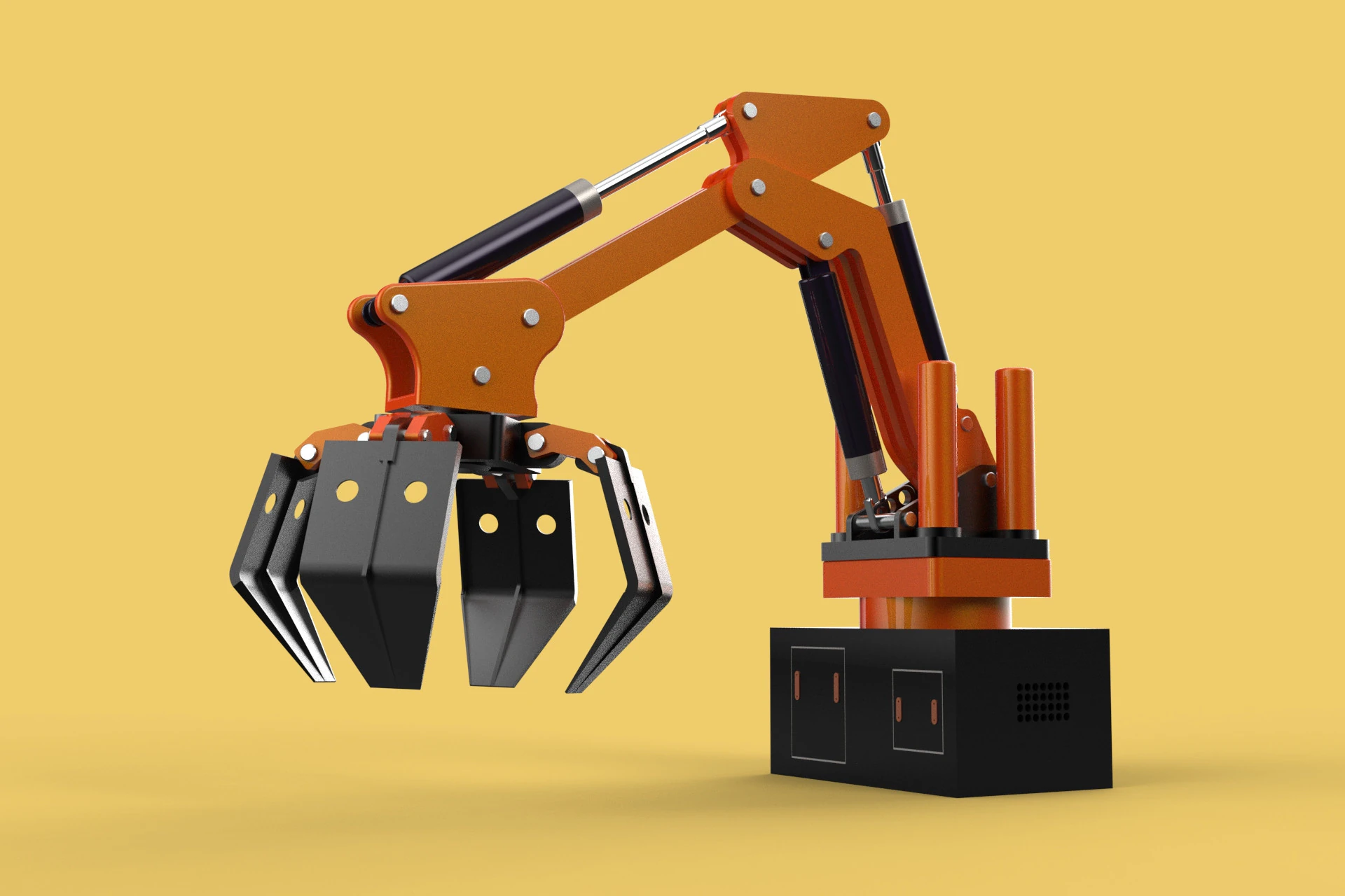 HYDRAULIC PALM OIL FRUIT LOADER GRAB CRANE LIFTING GRABBER JAWS 3D Model .c4d .max .obj .3ds .fbx .stl .blend