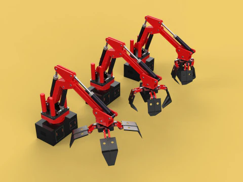 암 로더 리프팅 크레인 그래버 그래플 후크 조 통 후크 자동 3D 모델