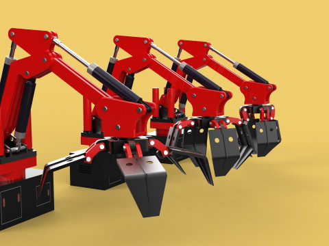 ARM LOADER LIFTING CRANE GRABBER GRAPPLE HOOK JAW TONG HOOK AUTO 3D Model
