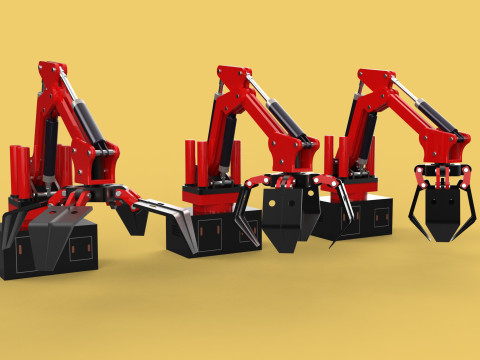 ARM LOADER LIFTING CRANE GRABBER GRAPPLE HOOK JAW TONG HOOK AUTO 3D Model