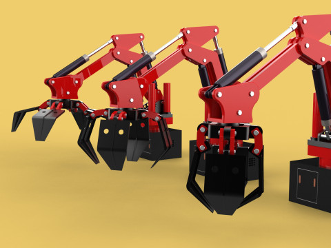 ARM LOADER LIFTING CRANE GRABBER GRAPPLE HOOK JAW TONG HOOK AUTO 3D Model