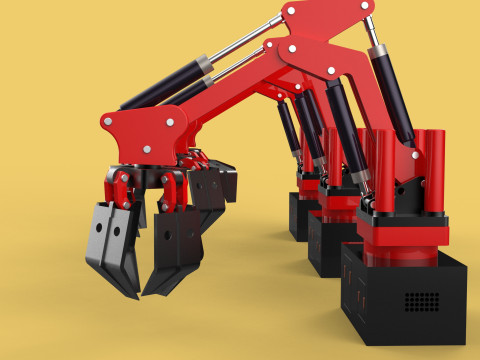 ARM LOADER LIFTING CRANE GRABBER GRAPPLE HOOK JAW TONG HOOK AUTO 3D Model