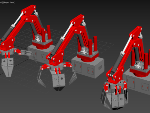 ARM LOADER LIFTING CRANE GRABBER GRAPPLE HOOK JAW TONG HOOK AUTO 3D Model
