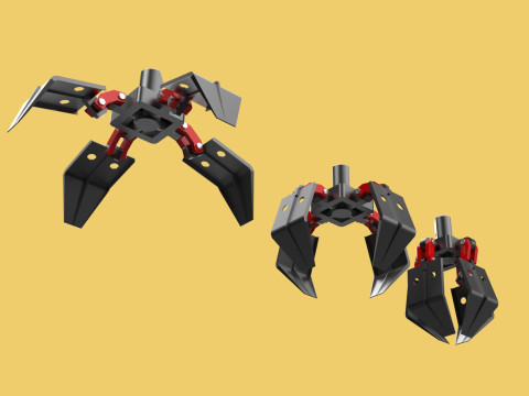 CRANE ATTACHMENT ARM GRABBER GRAPPLE HOOK JAW TONG CRAWLER HOOK 3D Model