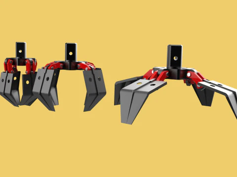CRANE ATTACHMENT ARM GRABBER GRAPPLE HOOK JAW TONG CRAWLER HOOK 3D Model