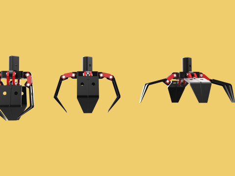 CRANE ATTACHMENT ARM GRABBER GRAPPLE HOOK JAW TONG CRAWLER HOOK 3D Model