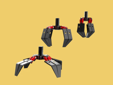 CRANE ATTACHMENT ARM GRABBER GRAPPLE HOOK JAW TONG CRAWLER HOOK 3D Model