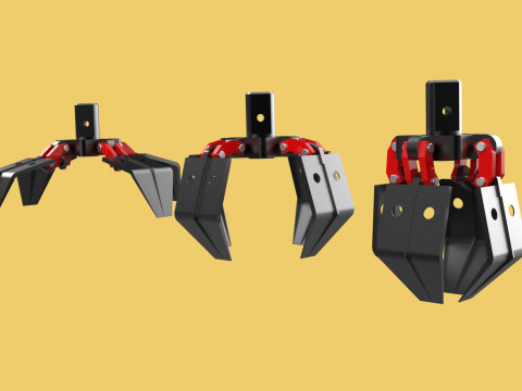 CRANE ATTACHMENT ARM GRABBER GRAPPLE HOOK JAW TONG CRAWLER HOOK 3D Model