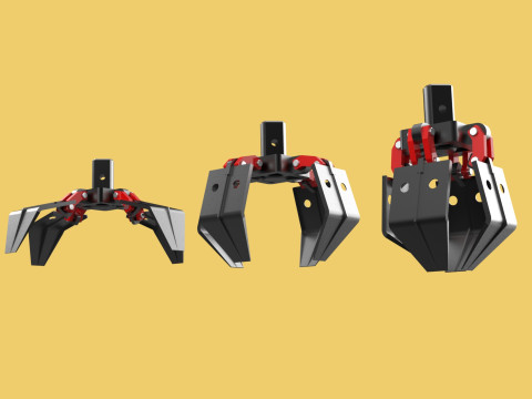 CRANE ATTACHMENT ARM GRABBER GRAPPLE HOOK JAW TONG CRAWLER HOOK 3D Model