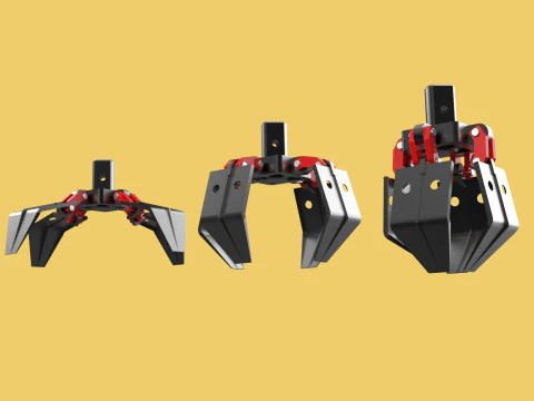 CRANE ATTACHMENT ARM GRABBER GRAPPLE HOOK JAW TONG CRAWLER HOOK 3D Model