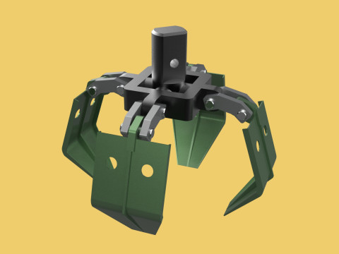 WOOD LOG TREE CRANE ATTACHMENT ARM LOADER LIFTING GRABBER JAWS 3D Model
