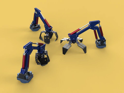 팔 엄지손가락 버킷 로더 리프팅 크레인 그래버 그래플 조 3D 모델