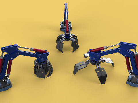 ARM THUMB GRAB BUCKET LOADER LIFTING CRANE GRABBER GRAPPLE JAW 3D 모델