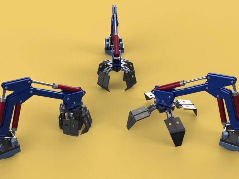 ARM THUMB GRAB BUCKET LOADER LIFTING CRANE GRABBER GRAPPLE JAW 3D Model