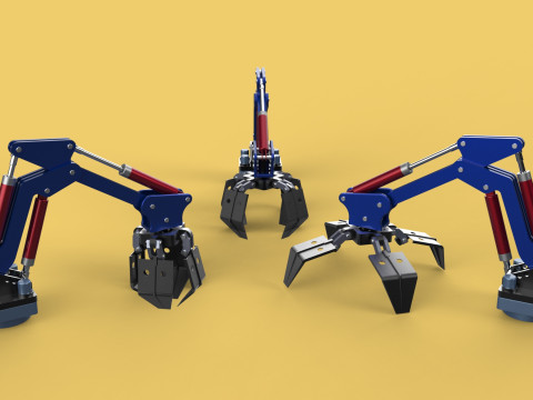 ARM THUMB GRAB BUCKET LOADER LIFTING CRANE GRABBER GRAPPLE JAW 3D 모델