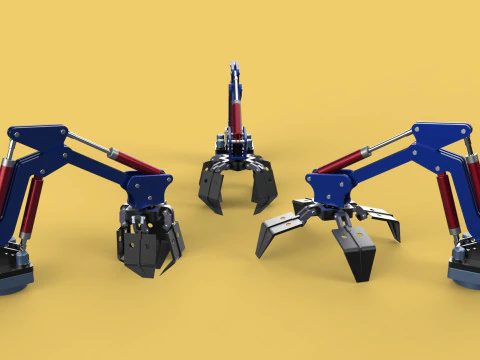 ARM THUMB GRAB BUCKET LOADER LIFTING CRANE GRABBER GRAPPLE JAW 3D Model