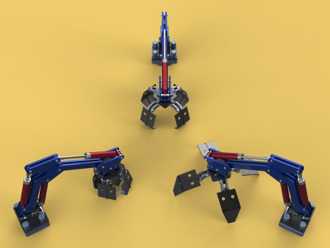 ARM THUMB GRAB BUCKET LOADER LIFTING CRANE GRABBER GRAPPLE JAW 3D 모델
