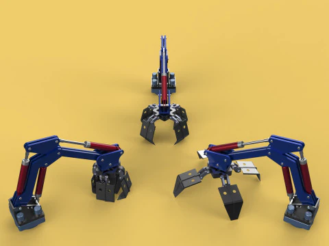 ARM THUMB GRAB BUCKET LOADER LIFTING CRANE GRABBER GRAPPLE JAW 3D Model