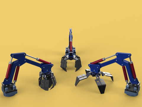 ARM THUMB GRAB BUCKET LOADER LIFTING CRANE GRABBER GRAPPLE JAW 3D 모델