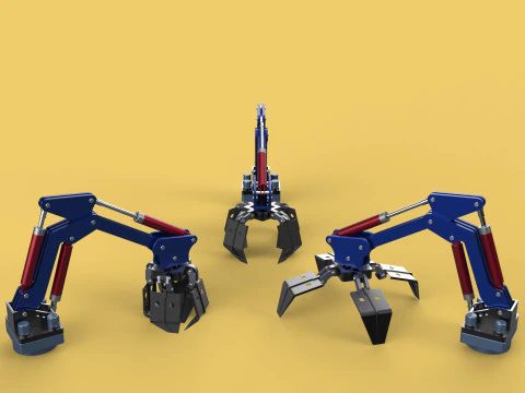 ARM THUMB GRAB BUCKET LOADER LIFTING CRANE GRABBER GRAPPLE JAW 3D Model