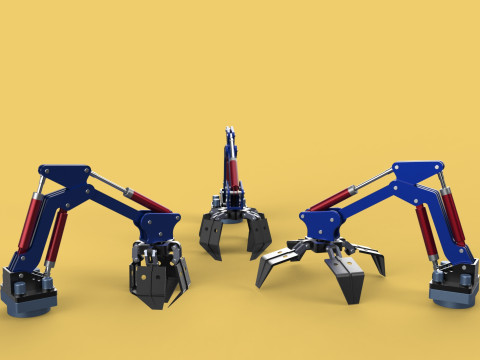 ARM THUMB GRAB BUCKET LOADER LIFTING CRANE GRABBER GRAPPLE JAW 3D 모델