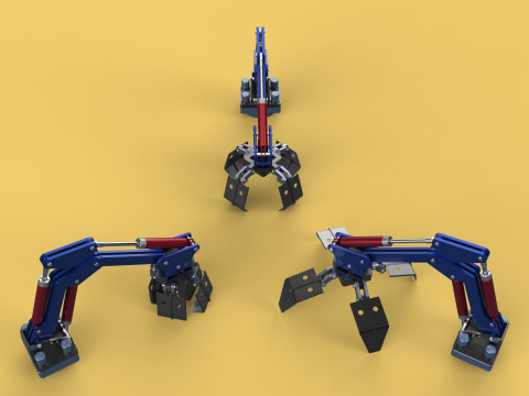 ARM THUMB GRAB BUCKET LOADER LIFTING CRANE GRABBER GRAPPLE JAW 3D 모델