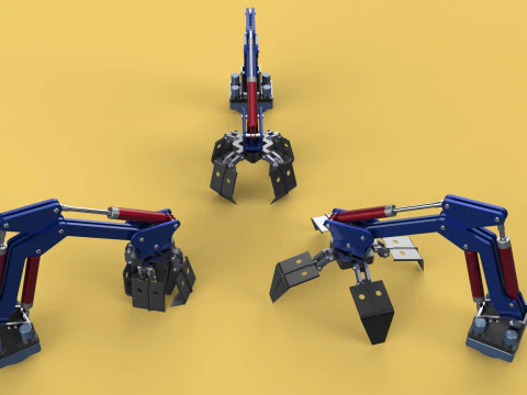 ARM THUMB GRAB BUCKET LOADER LIFTING CRANE GRABBER GRAPPLE JAW 3D Model