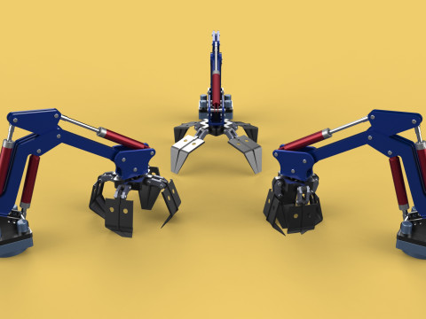 ARM THUMB GRAB BUCKET LOADER LIFTING CRANE GRABBER GRAPPLE JAW 3D 모델