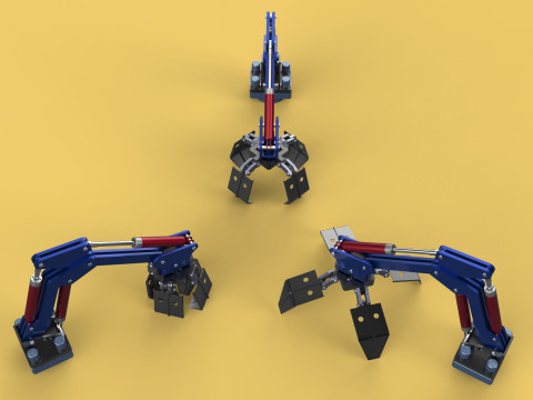 ARM THUMB GRAB BUCKET LOADER LIFTING CRANE GRABBER GRAPPLE JAW 3D 모델