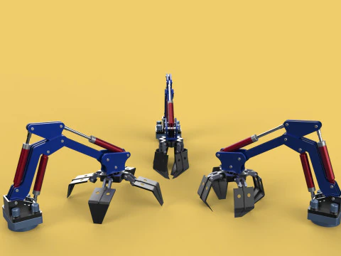 ARM THUMB GRAB BUCKET LOADER LIFTING CRANE GRABBER GRAPPLE JAW 3D Model