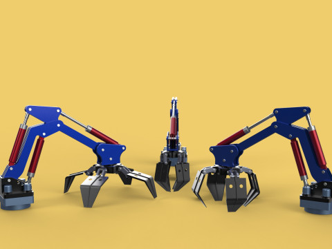 ARM THUMB GRAB BUCKET LOADER LIFTING CRANE GRABBER GRAPPLE JAW 3D 모델