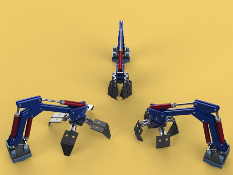 ARM THUMB GRAB BUCKET LOADER LIFTING CRANE GRABBER GRAPPLE JAW 3D 모델