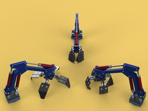 ARM THUMB GRAB BUCKET LOADER LIFTING CRANE GRABBER GRAPPLE JAW 3D 모델